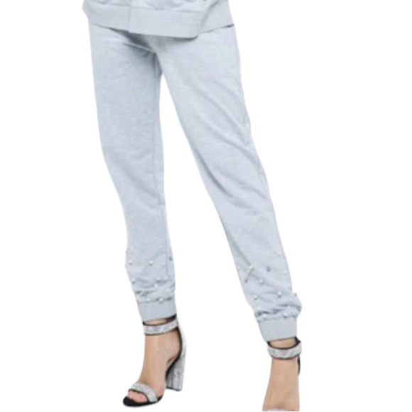 Vocal Heather Grey Joggers Sweatpants Pearl Ankle Cozy Dressy Stretchy Small - Picture 13 of 15